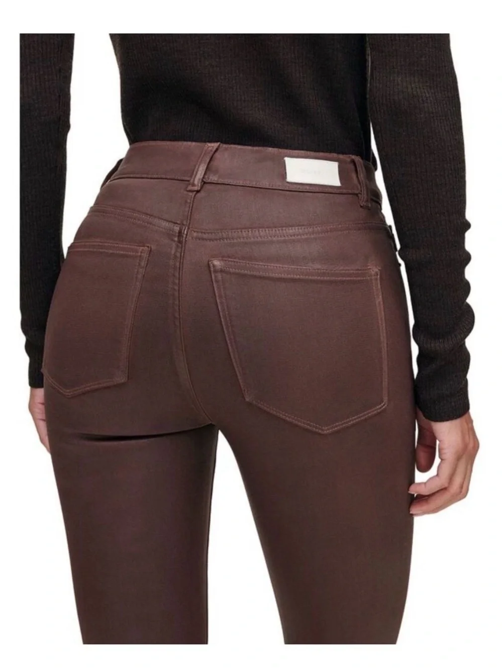 DL1961 Bridget Boot High Rise Instasculpt Coated Crop Jeans in Toffee Coated 25